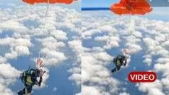 విమానం రెక్కకు తగులుకున్న పారాచ్యూట్, ఆ తర్వాత..