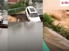 चीन में भारी बारिश के चलते टूटा पुल, नदी में बह गई कार; खौफनाक वीडियो वायरल