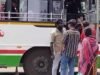 Sangareddy TGSRTC vehicle attacked for stopping at a bus stop.