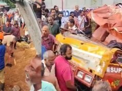 കൊട്ടാരക്കരയില് ടിപ്പര് ലോറി ബസ് സ്റ്റോപ്പിലേക്ക് ഇടിച്ചു കയറി അപകടം: മൂന്ന്
കുട്ടികൾക്ക് ദാരുണാന്ത്യം