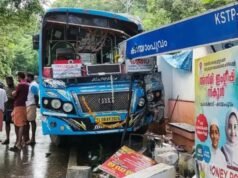 ചേലക്കരയിൽ ബസ് സ്റ്റോപ്പിലേക്ക് ബസ് ഇടിച്ചുകയറി; അഞ്ച് പേര്ക്ക് പരുക്കേറ്റു