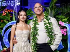 Moana star walks home-town blue carpet with ‘The Rock’