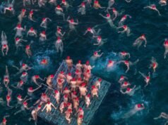 Thousands grin and bare it for swim at crack of dawn