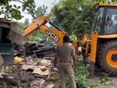 ലഹരി വില്പ്പന നടത്തിയ കടക്കെതിരെ പോലീസിന്റെ ബുള്ഡോസര് പ്രയോഗം