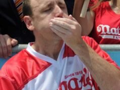 Joey ‘Jaws’ retains hot dog eating record after scoffing 66 in 10 minutes