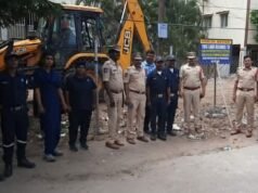 HYDRAA clears encroachments from police land in Hyderabad