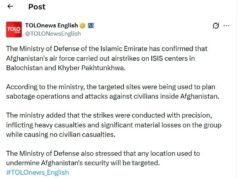 Afghanistan launches airstrikes on ISIS bases in Pakistan, Taliban claims