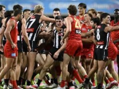 Magpie Maynard in hot water after nudge on umpire