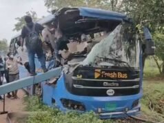 6 killed, 20 injured as bus rams container truck in Suryapet