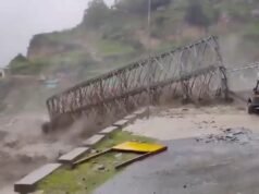Video: Uttarakhand flashflood rips apart bridge, sweeps away vehicle and driver