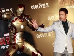 Park life: Robert Downey Jr suits up as Iron Man again