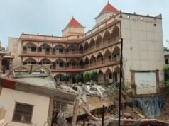Portion of temple collapses in Prayagraj, rain damage to foundation suspected