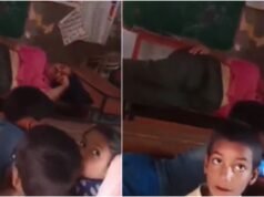 UP teacher naps on duty in classroom as students watch videos on mobile phone