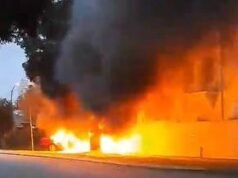 Dramatic footage as convertible BMW vehicle up goes in flames in West Leederville