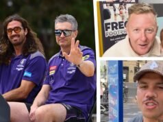 AFL grand final: Former Fremantle Dockers show their colours to get behind flag charge