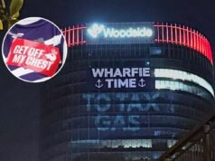 ‘Get off my chest’: Anti-Woodside logo protest gains traction