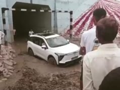 Video: UP MLA’s car stuck in muddy road in own constituency, locals rescue him