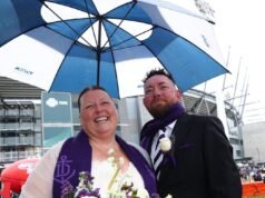 ‘Celebrate with the best people on the planet’: Freo fanatics say ‘I do’ outside the MCG on grand final day