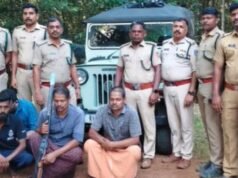 മ്ലാവിനെ വേട്ടയാടി ഇറച്ചി വില്പ്പന; നാലംഗ നായാട്ടുസംഘം അറസ്റ്റില്