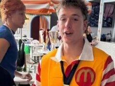 Brisbane Lions star Logan Morris dresses as Ronald McDonald for Mad Monday celebrations
