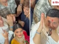 गोविंदा पहुंचे गणपति बप्पा के दर्शन करने, पत्नी सुनीता नहीं कोमल को लेकर आए साथ