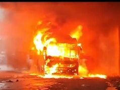 Video: Panic as tourist bus catches fire under Goregaon Metro station in Mumbai