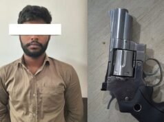 A person is being held for shooting at a Somajiguda bar after threatening customers.