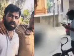 लखनऊ क े सआदतगंज मे ं हुए तिहर े हत्याकांड क ा वीडिय ो वायरल, उसमे ं ताबड़तोड ़ गोलिया ं बरसात े हुए दिख रह ा ह ै आरोप ी ऋषभ