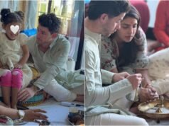 Nick Jonas goes desi for Priyanka Chopra’s Dussehra puja, Malti steals the show